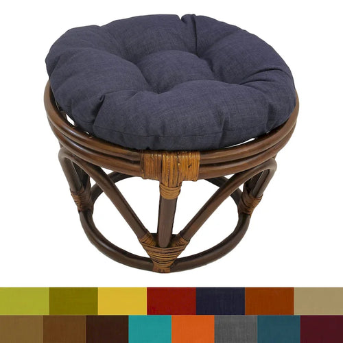 Bali 18-inch Footstool with Solid Outdoor Cushion