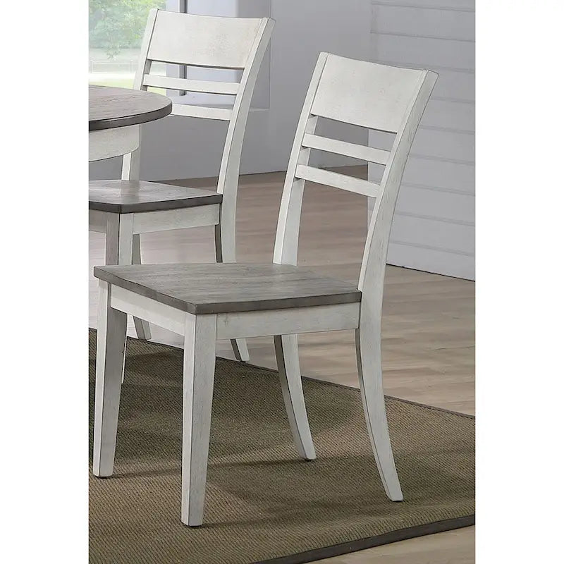 Chaise de salle à manger à dossier échelle transitionnel avec fini vieilli