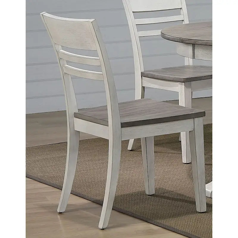Chaise de salle à manger à dossier échelle transitionnel avec fini vieilli