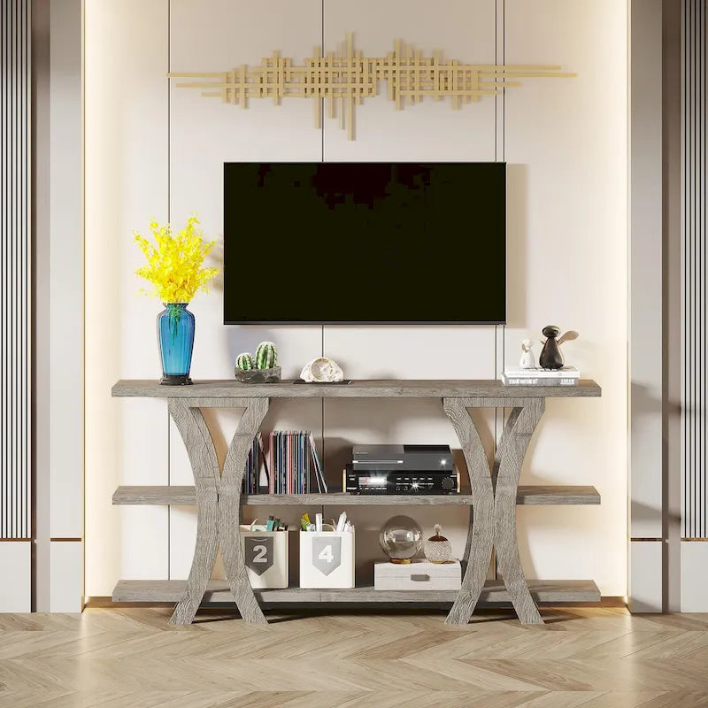Console avec étagère de rangement, table de canapé de 180 cm de long, table d'entrée pour salon, couloir