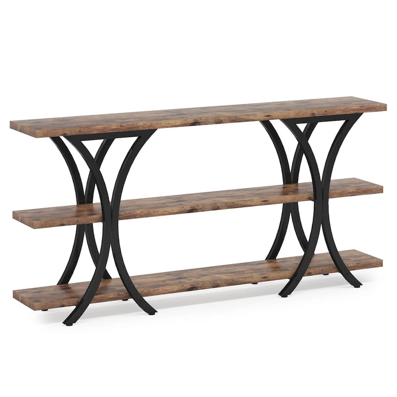 Console avec étagère de rangement, table de canapé de 180 cm de long, table d'entrée pour salon, couloir