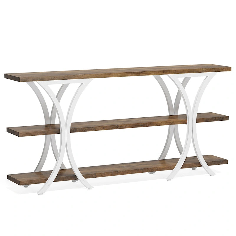 Console avec étagère de rangement, table de canapé de 180 cm de long, table d'entrée pour salon, couloir