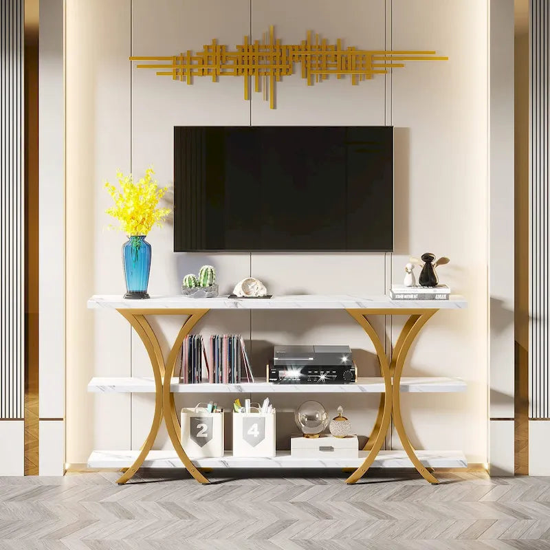 Console avec étagère de rangement, table de canapé de 180 cm de long, table d'entrée pour salon, couloir