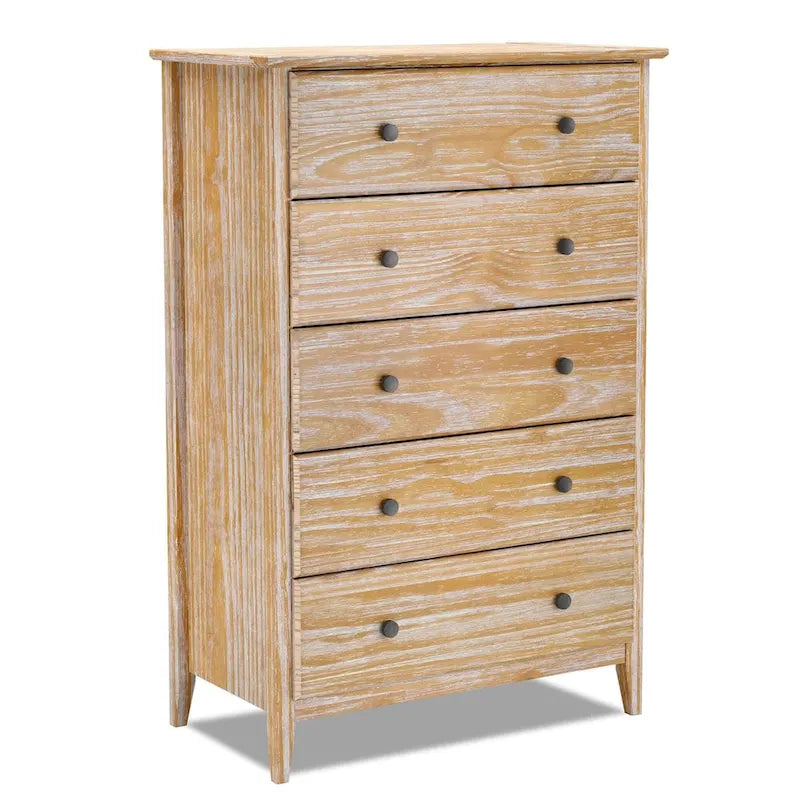 Commode côtière en bois massif à 5 tiroirs