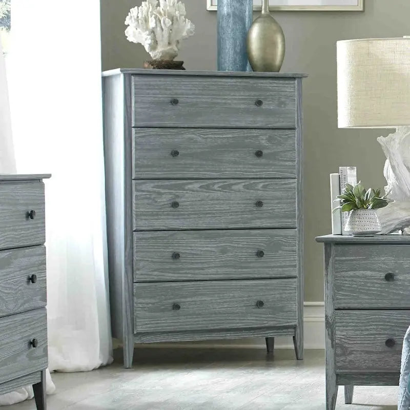 Commode côtière en bois massif à 5 tiroirs
