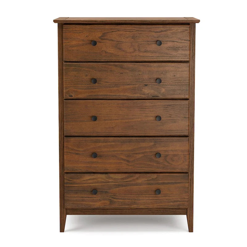 Commode côtière en bois massif à 5 tiroirs
