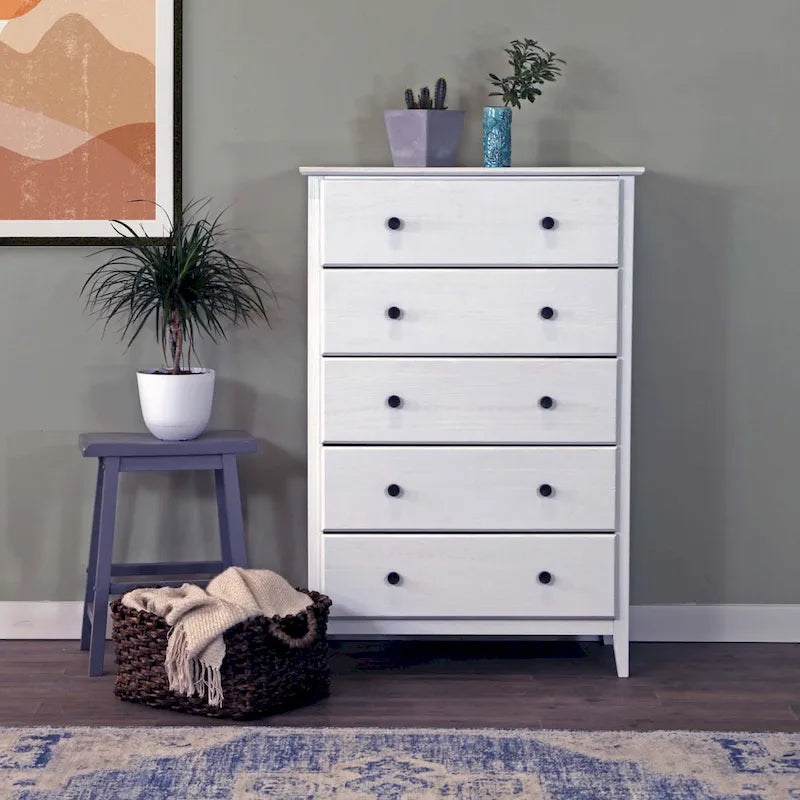 Commode côtière en bois massif à 5 tiroirs