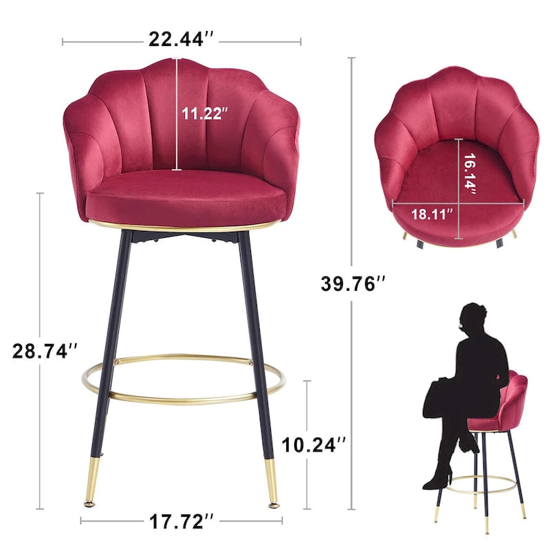 Tabouret de bar pivotant moderne avec dossier