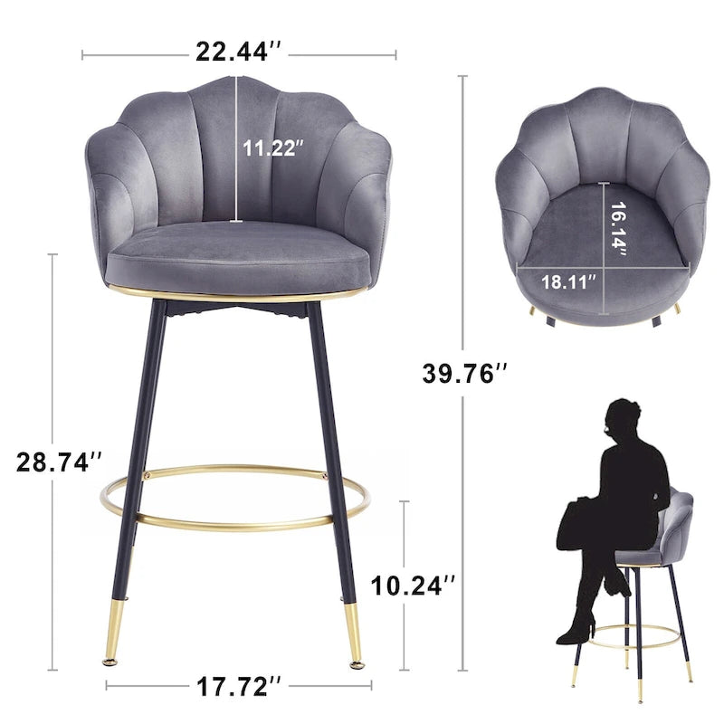 Tabouret de bar pivotant moderne avec dossier