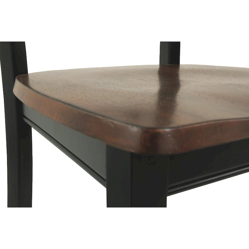 Chaise de salle à manger à dossier à lattes marron et noir