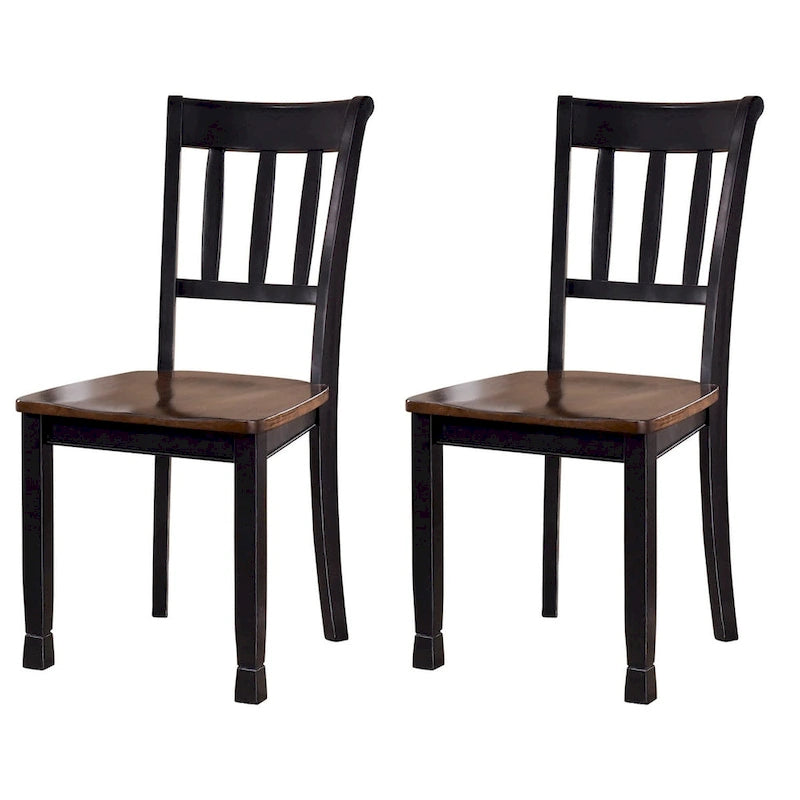 Chaise de salle à manger à dossier à lattes marron et noir