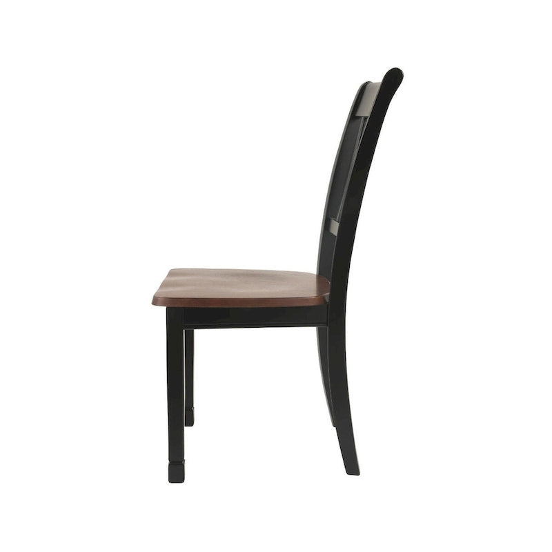 Chaise de salle à manger à dossier à lattes marron et noir