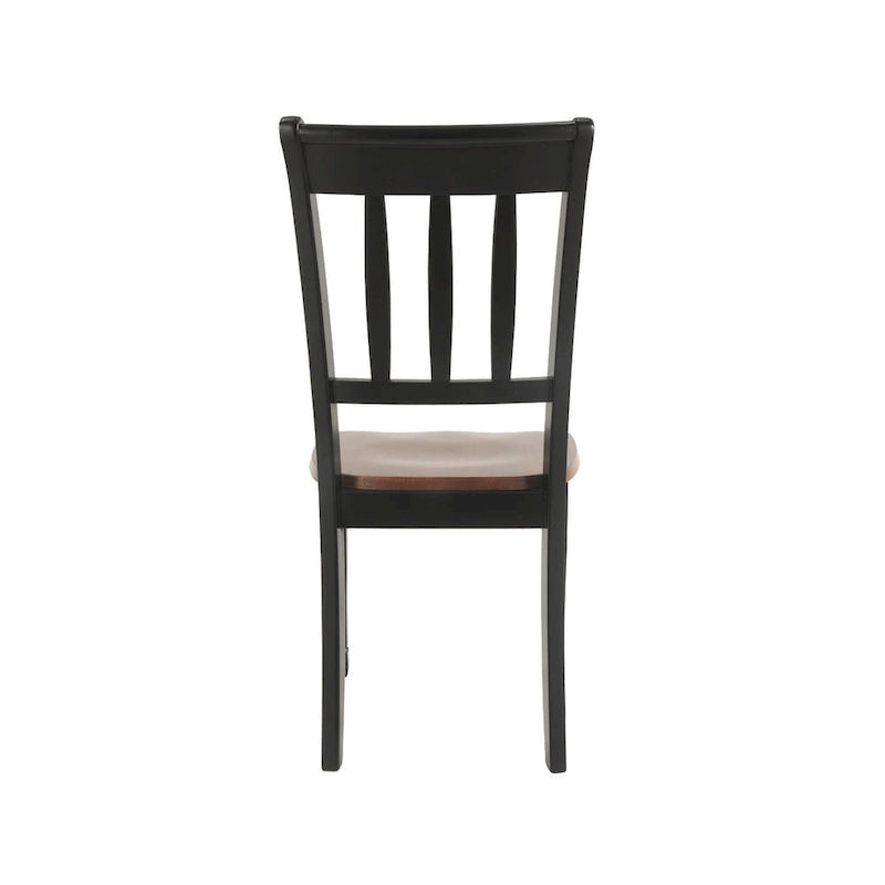 Chaise de salle à manger à dossier à lattes marron et noir