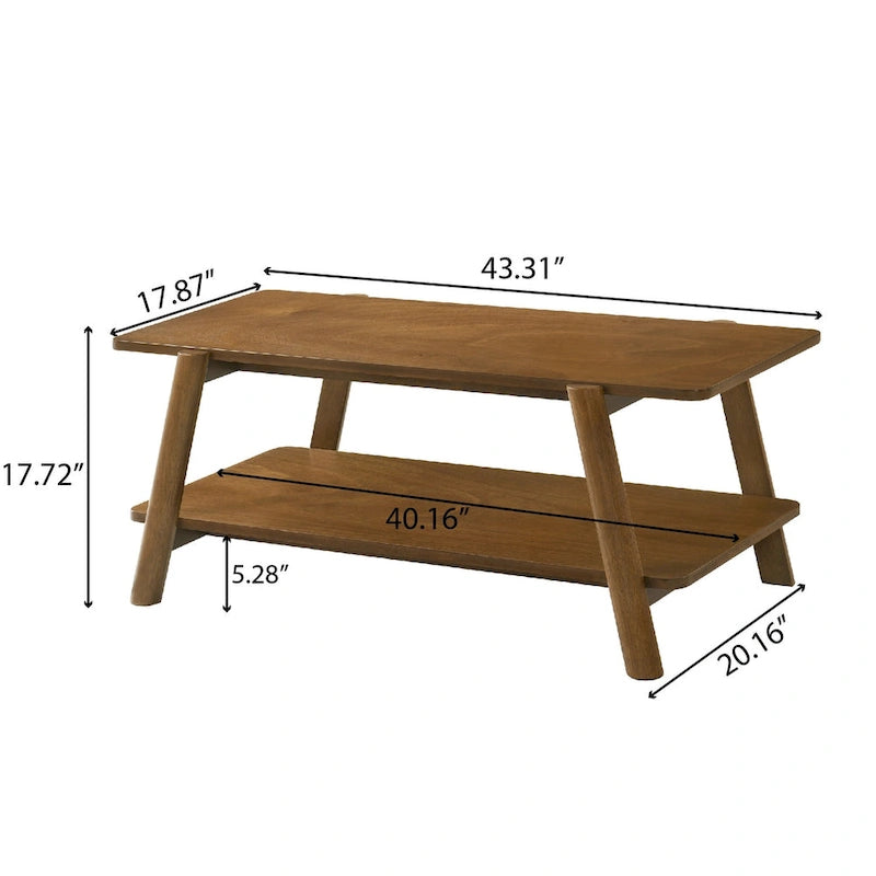 Table basse étagère en bois de style Mid-Century Modern