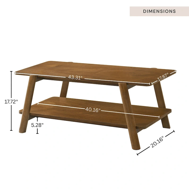 Table basse étagère en bois de style Mid-Century Modern