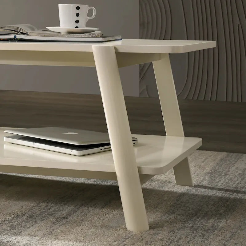 Table basse étagère en bois de style Mid-Century Modern