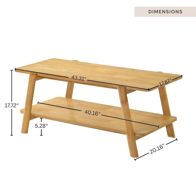 Table basse étagère en bois de style Mid-Century Modern