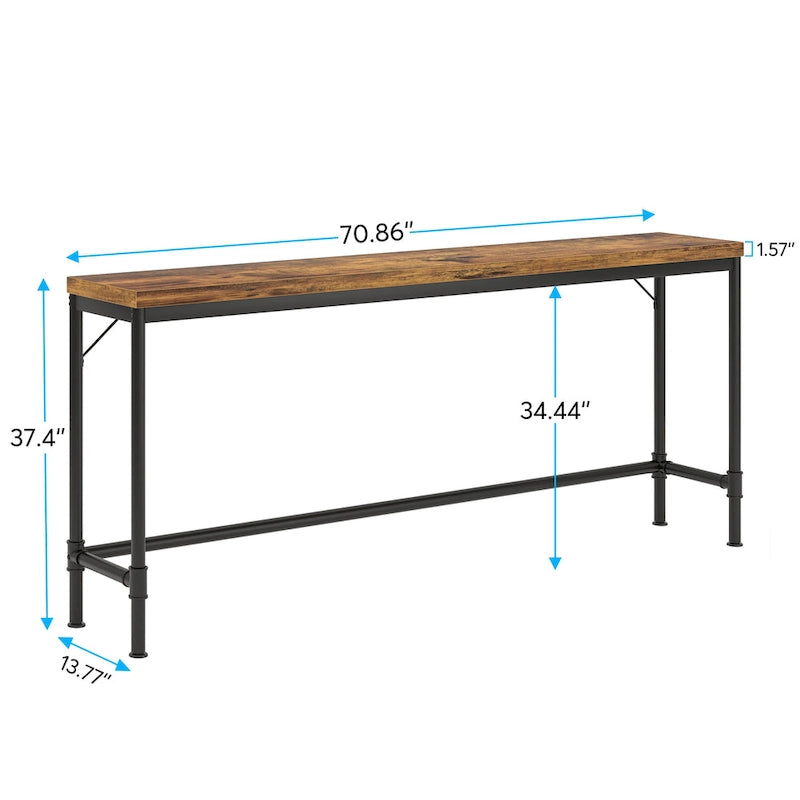 Table console étroite de 71 pouces de long, table de bar de 37,4 pouces de hauteur