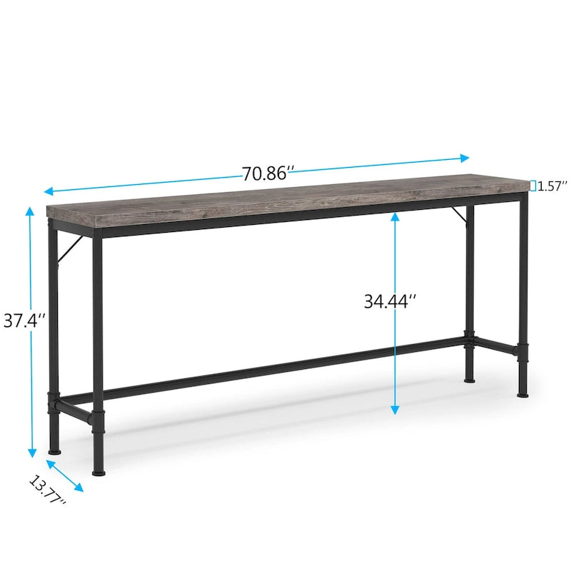 Table console étroite de 71 pouces de long, table de bar de 37,4 pouces de hauteur