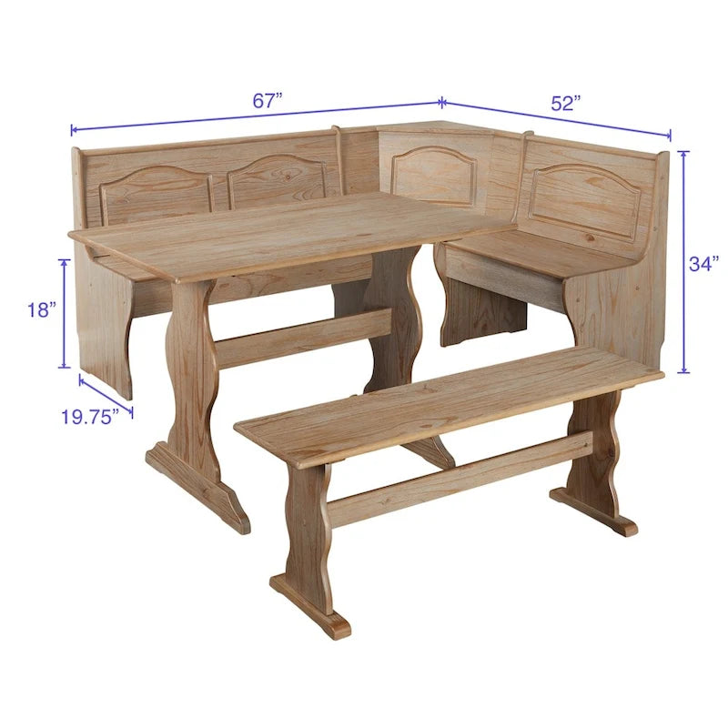 Table à manger rectangulaire en pin massif, style champêtre décontracté