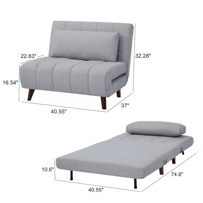 Chaise convertible moderne qui se transforme en chaise longue ou en lit simple