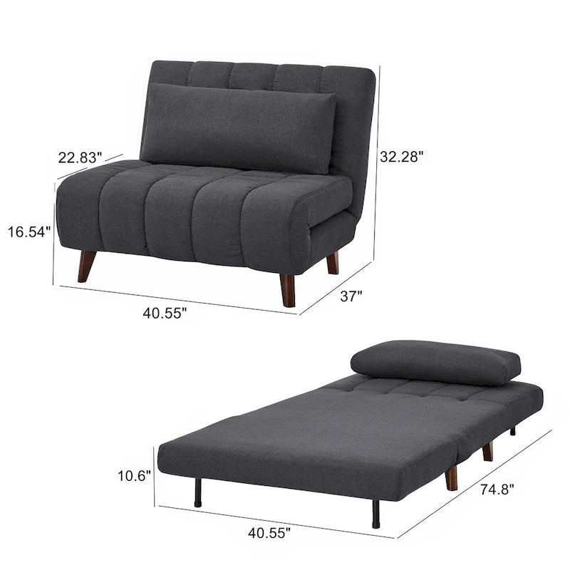 Chaise convertible moderne qui se transforme en chaise longue ou en lit simple