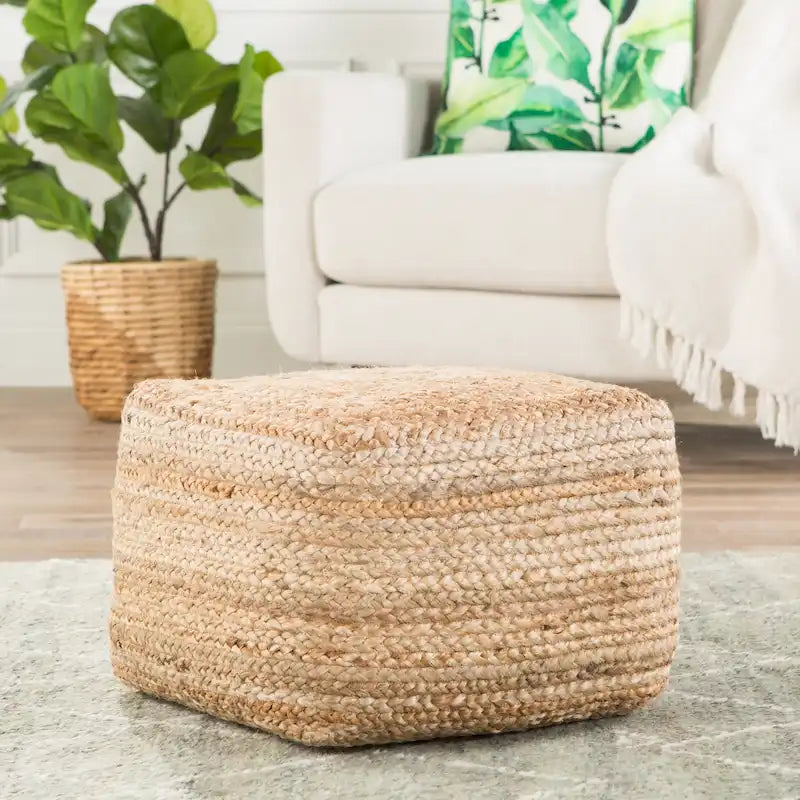 Pouf/Repose-pieds carré en jute
