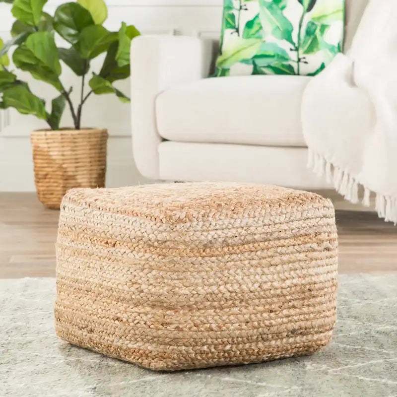 Pouf/Repose-pieds carré en jute