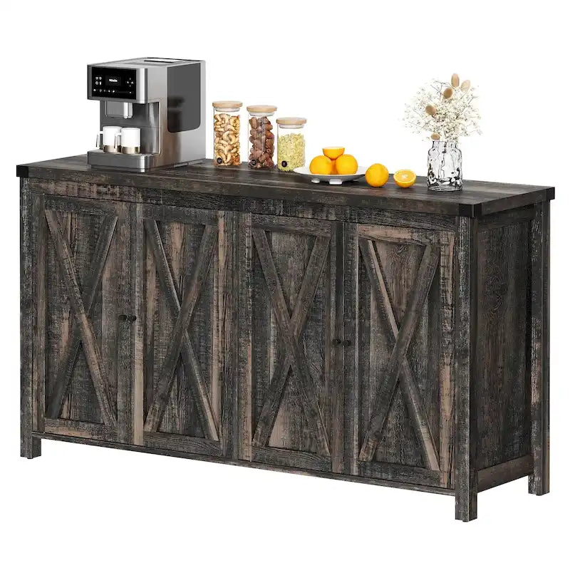 Buffet de rangement de cuisine de 55 pouces à quatre portes de style « Farmhouse »