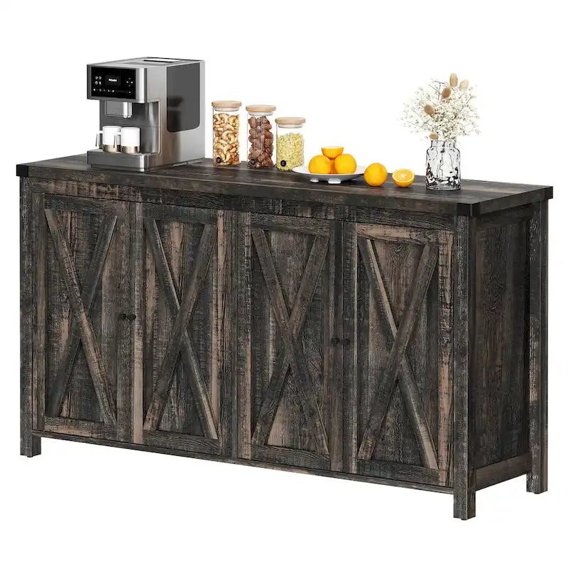 Buffet de rangement de cuisine de 55 pouces à quatre portes de style « Farmhouse »