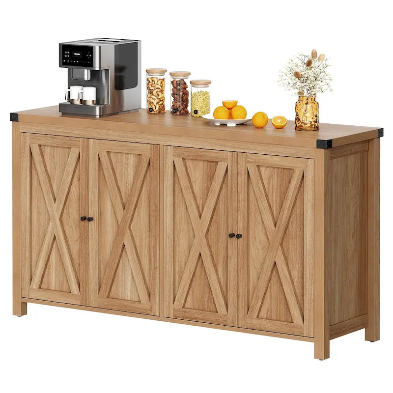 Buffet de rangement de cuisine de 55 pouces à quatre portes de style « Farmhouse »