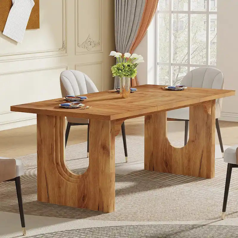 70.89 Rectangle Dining Table for 6-8 People, Modern Simple Wood Kitchen Table