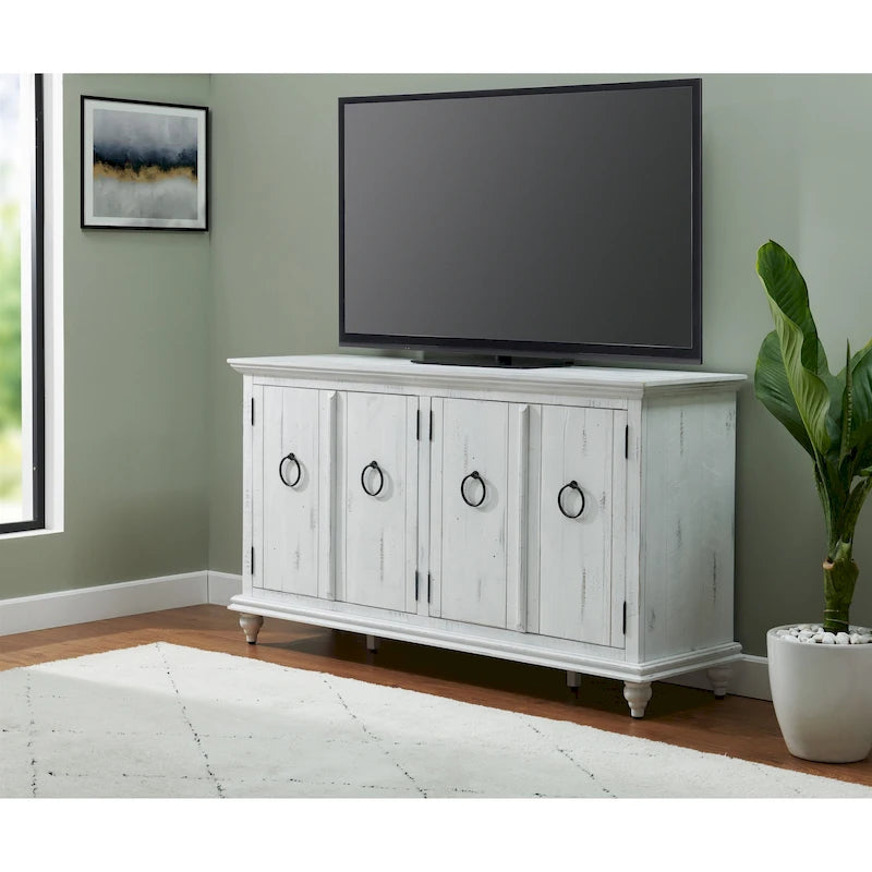 Meuble TV console en bois massif de 165 cm