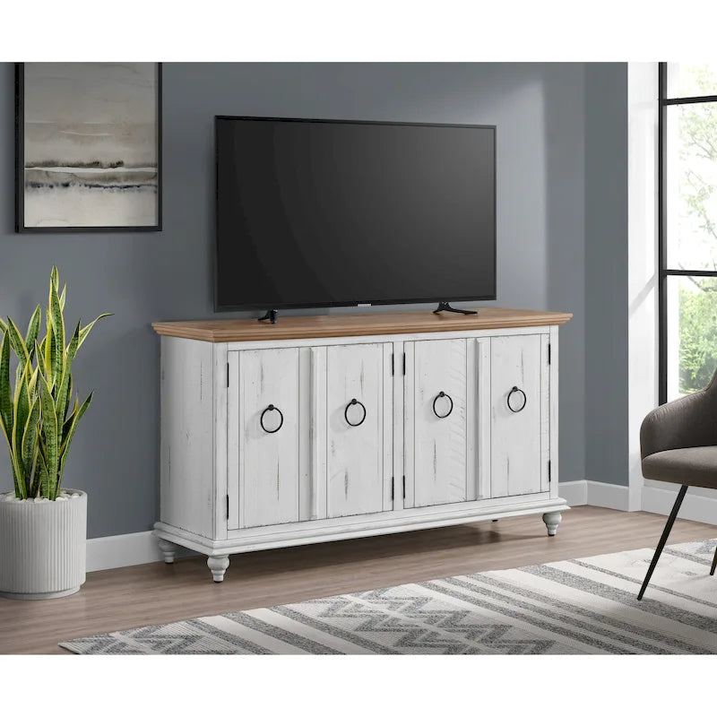 Meuble TV console en bois massif de 165 cm