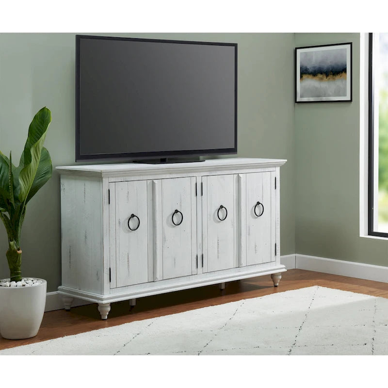 Meuble TV console en bois massif de 165 cm