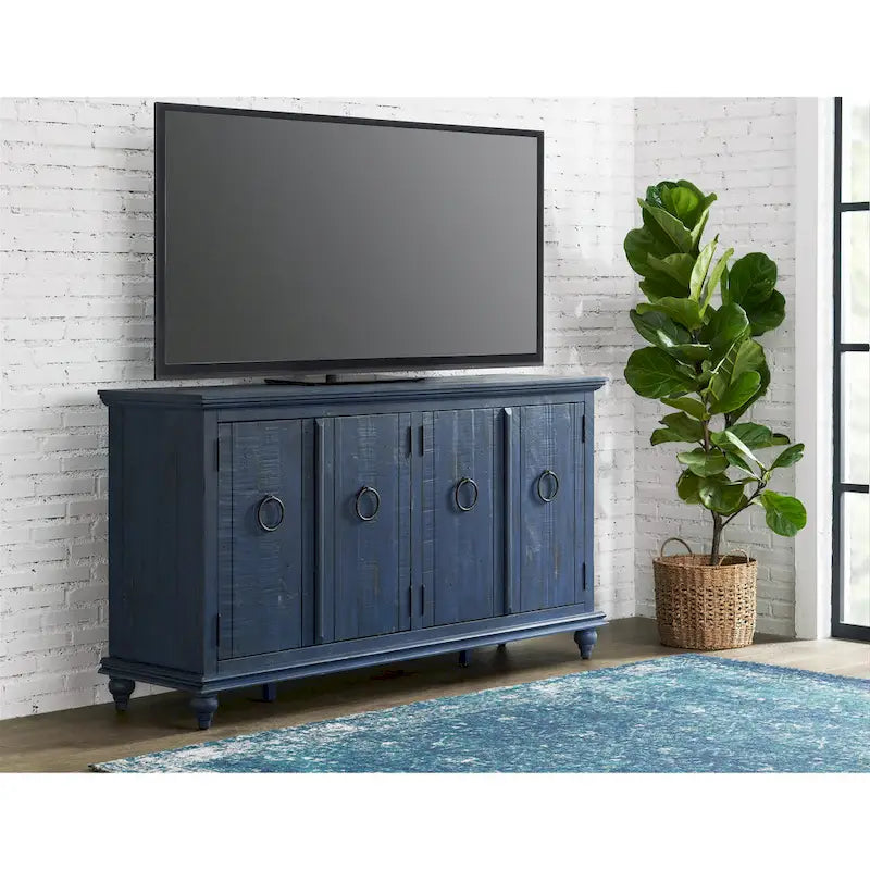 Meuble TV console en bois massif de 165 cm