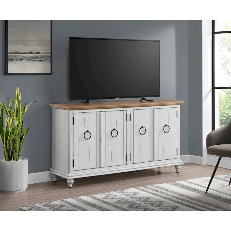 Meuble TV console en bois massif de 165 cm