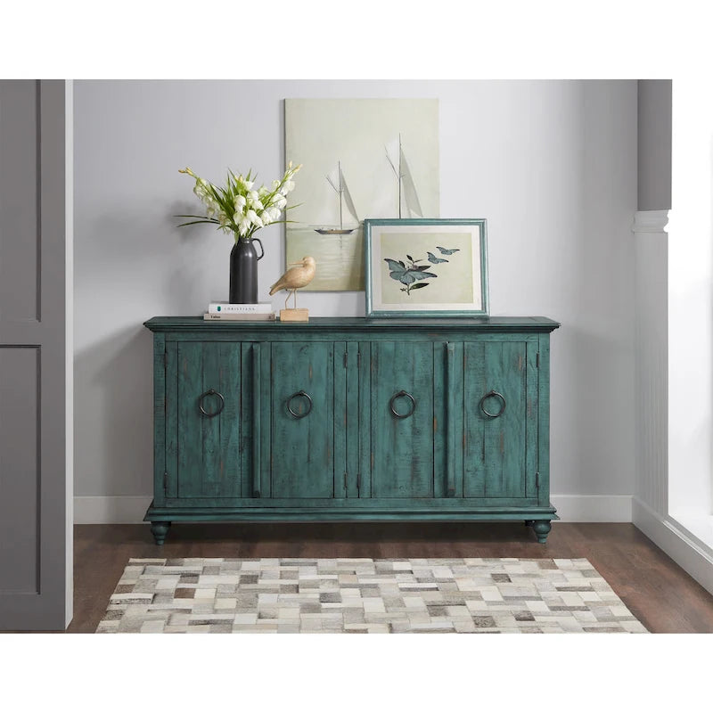 Meuble TV console en bois massif de 165 cm