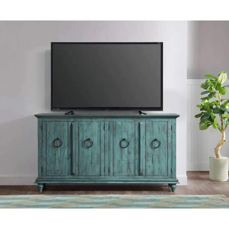 Meuble TV console en bois massif de 165 cm