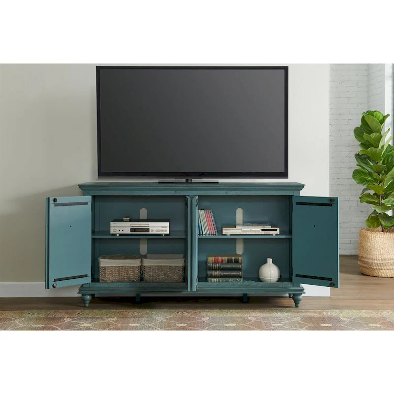Meuble TV console en bois massif de 165 cm