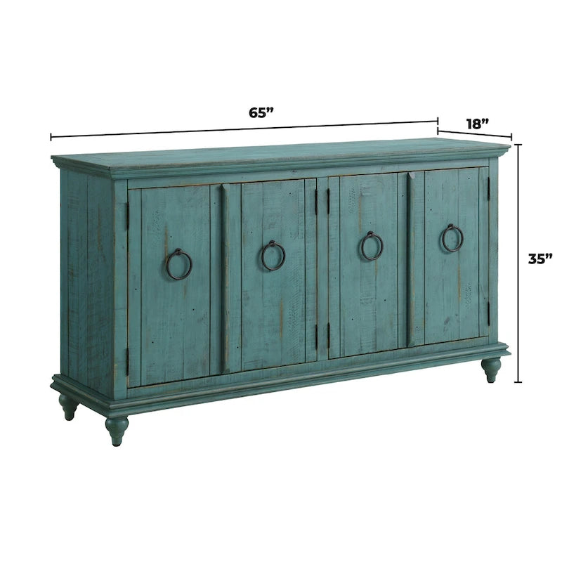 Meuble TV console en bois massif de 165 cm