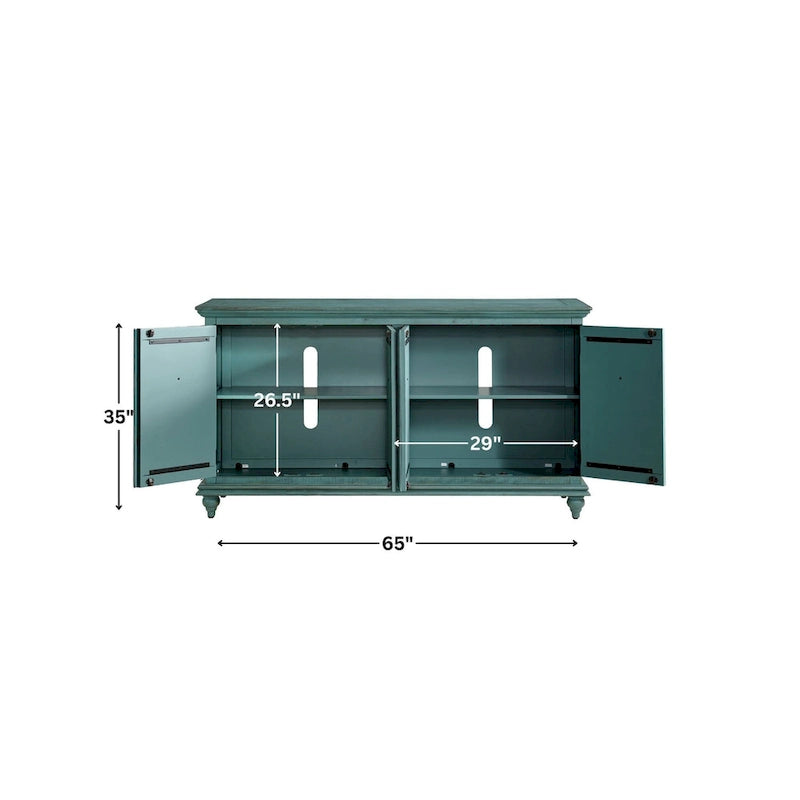Meuble TV console en bois massif de 165 cm