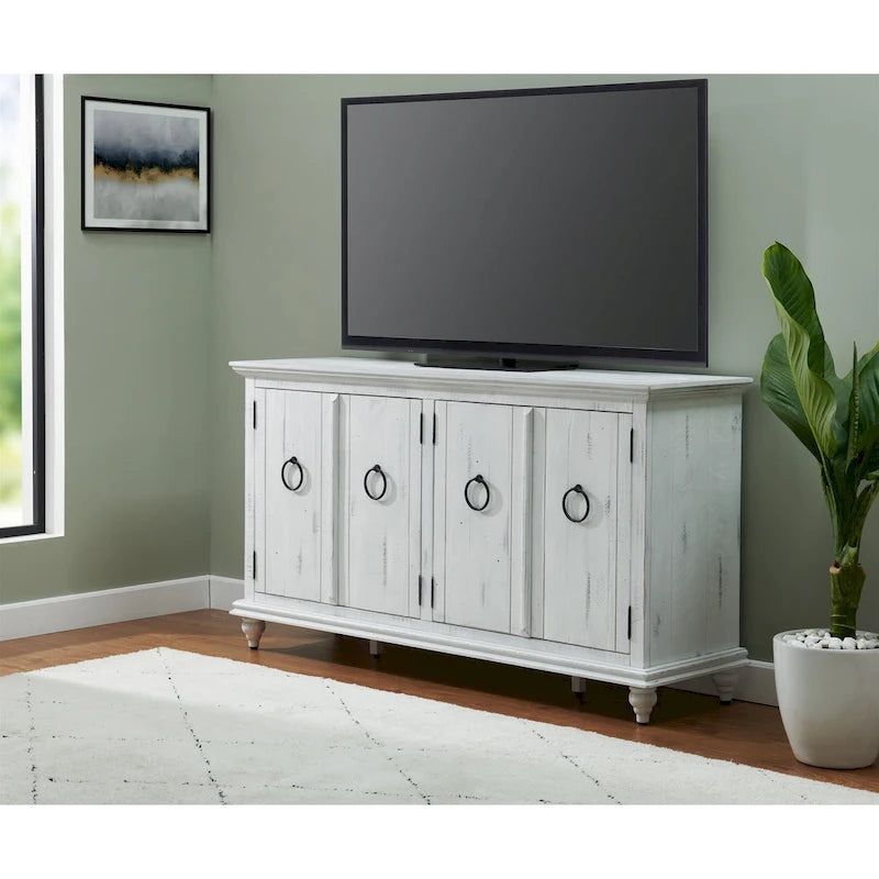 Meuble TV console en bois massif de 165 cm