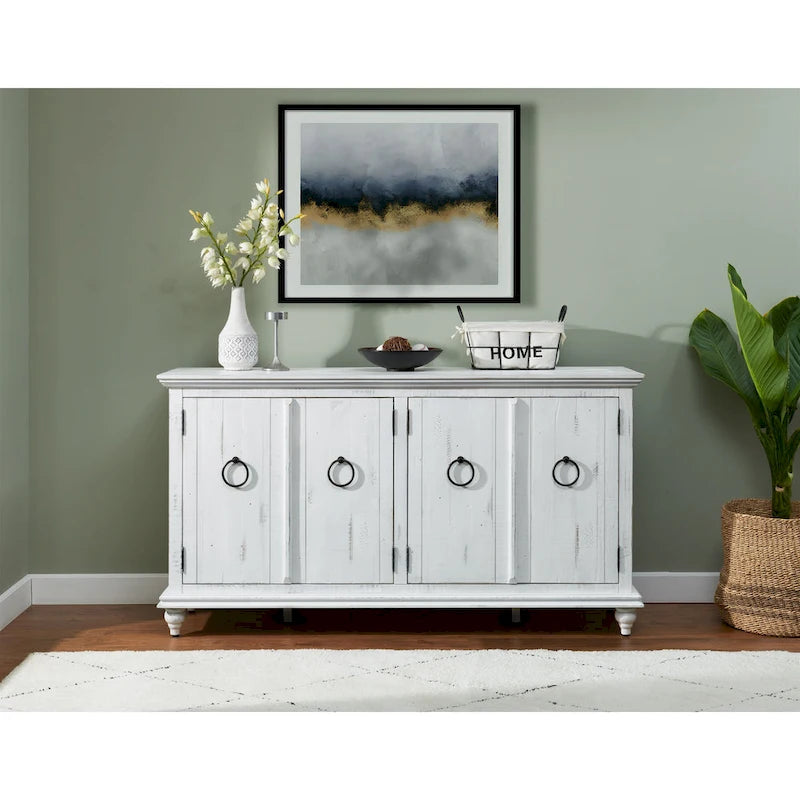 Meuble TV console en bois massif de 165 cm