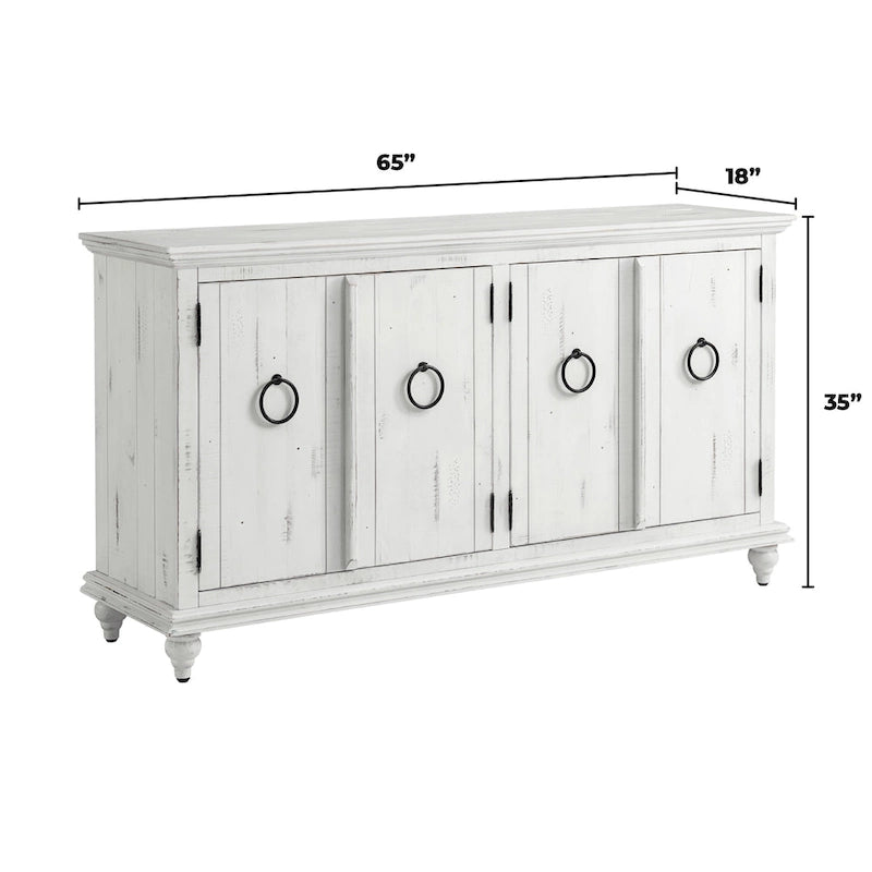 Meuble TV console en bois massif de 165 cm