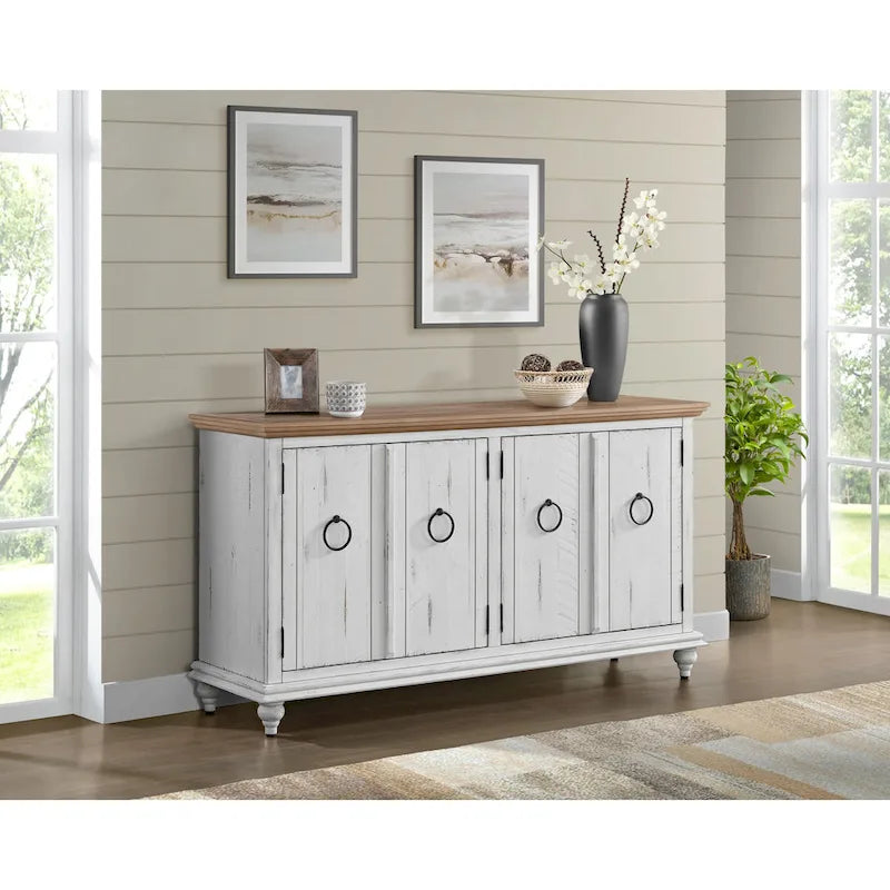 Meuble TV console en bois massif de 165 cm