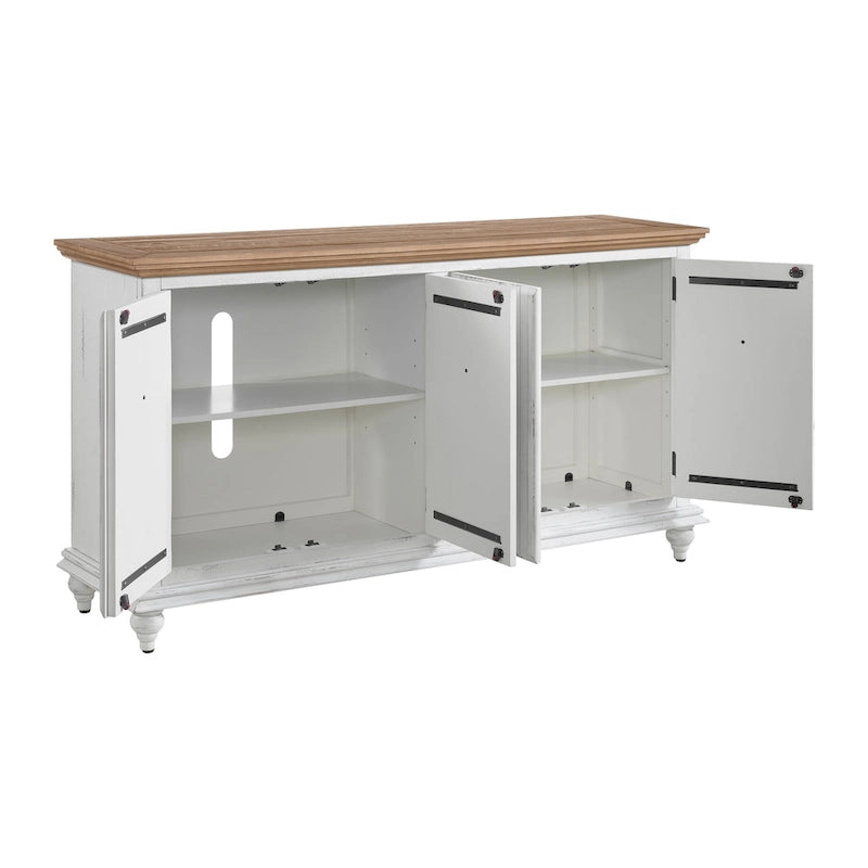 Meuble TV console en bois massif de 165 cm