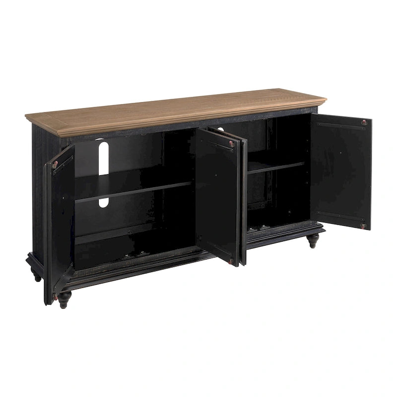 Meuble TV console en bois massif de 165 cm