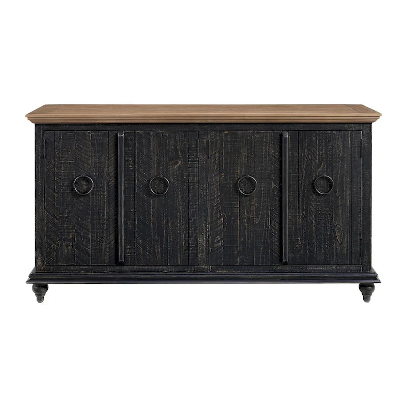 Meuble TV console en bois massif de 165 cm
