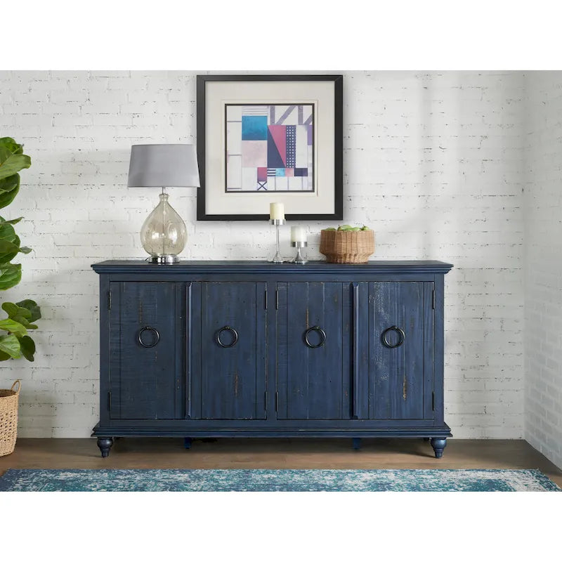 Meuble TV console en bois massif de 165 cm